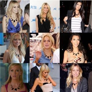 House of Harlow 1960 gold blue resin necklace